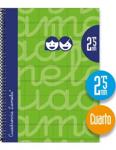 CUADERNO ESPIRAL 4º 80H 70G 25MM VERDE CUADROVIA EXTRA DURA